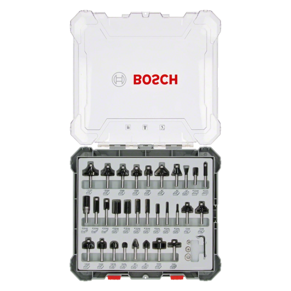 Bosch 2607017476 ROUTER BIT SET 30 PCS MIXED 1/4" SHANK