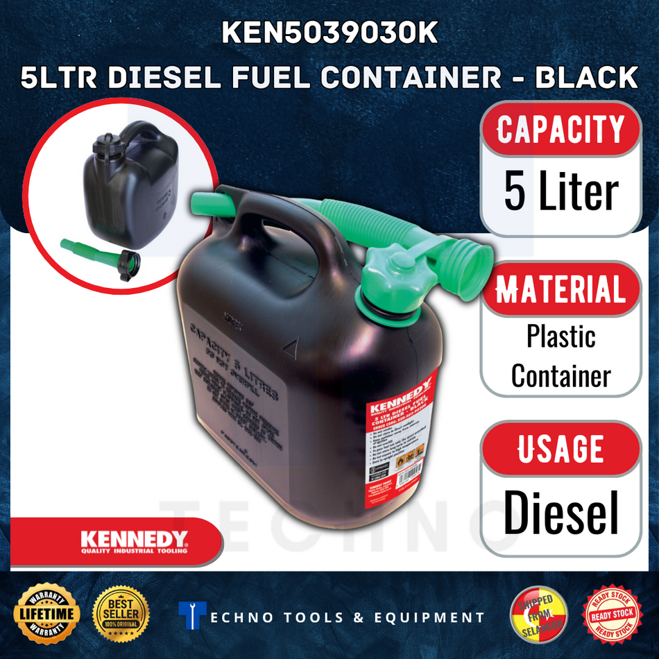 KENNEDY 5L Leaded Fuel Container , Unleaded/Leadf-Free Fuel Container , Diesel Fuel Container