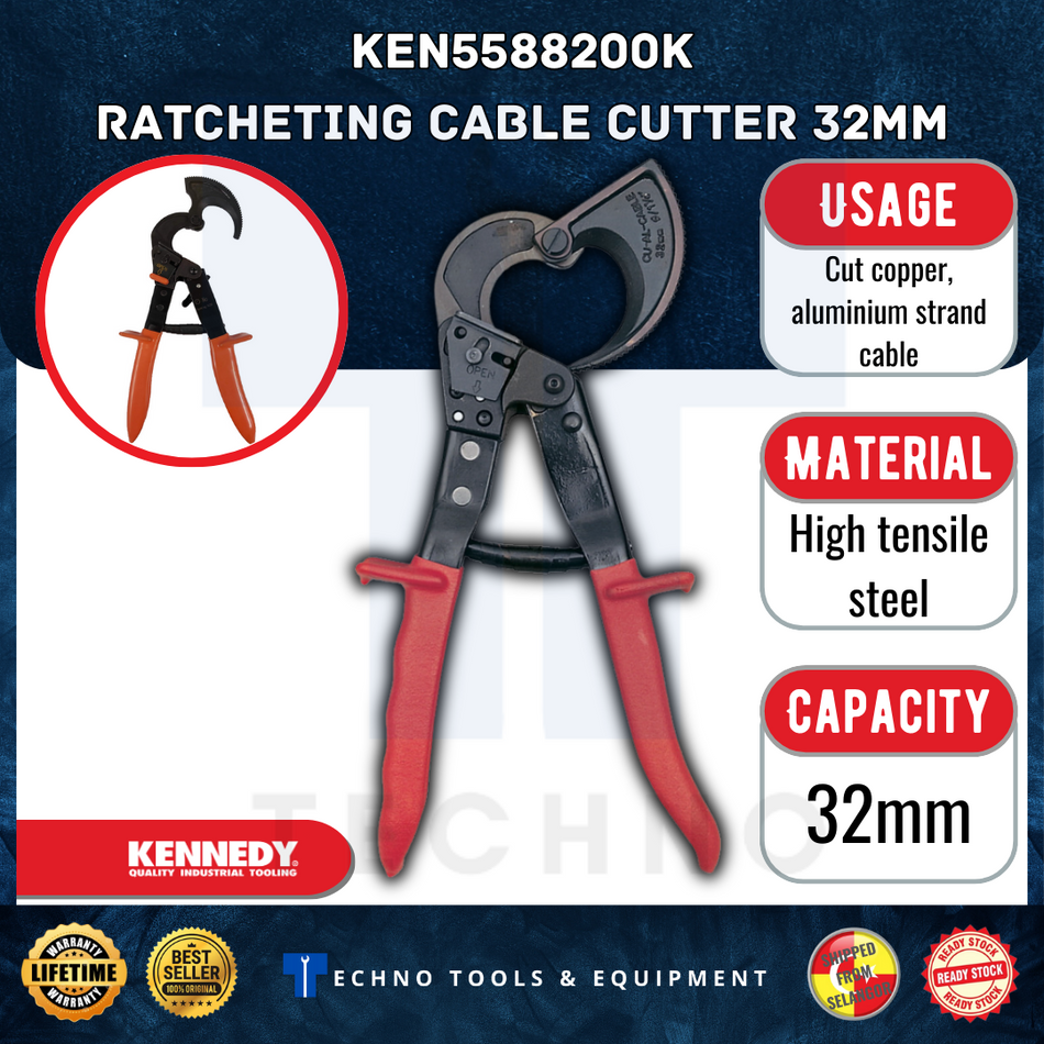 KENNEDY RATCHETING CABLE CUTTER 32mm CAPACITY KEN5588200K
