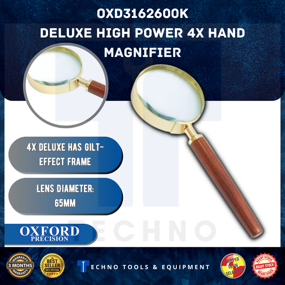 OXFORD OXD3162600K DELUXE HIGH POWER HAND MAGNIFIER 4X MAG