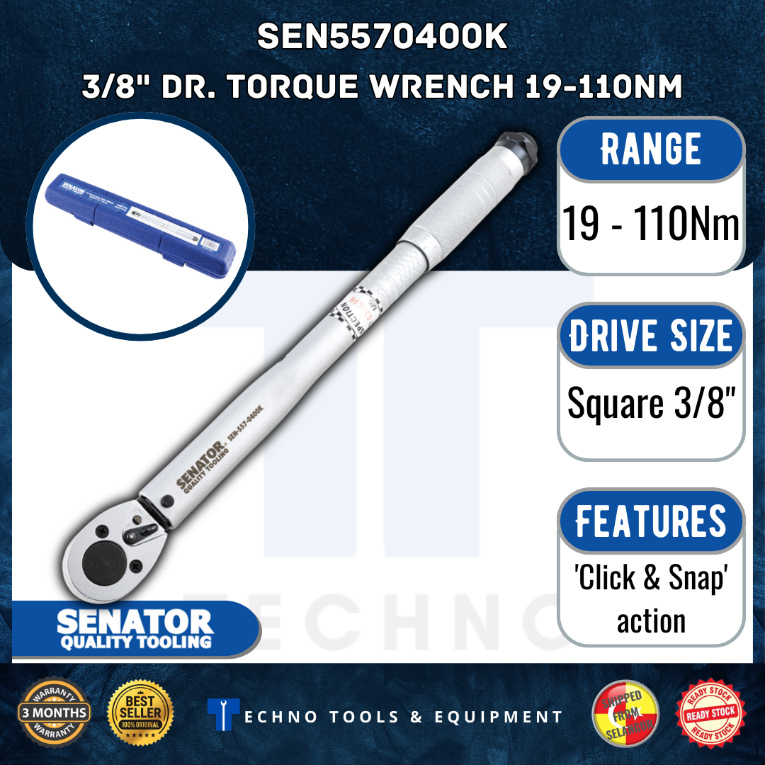 Senator 3/8" Drive Micrometer Adjustable Torque Wrench 19-110Nm | SEN5 ...
