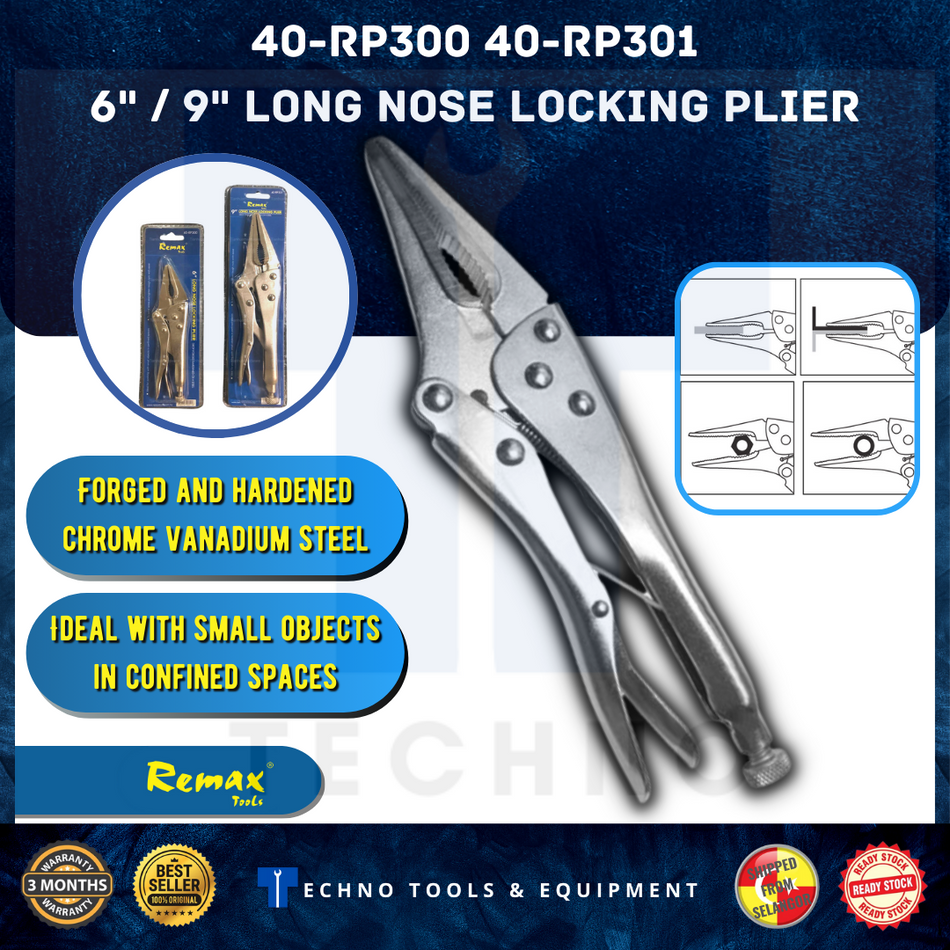 REMAX 40-RP300 / 400-RP301 6" / 9" LONG NOSE LOCKING PLIER