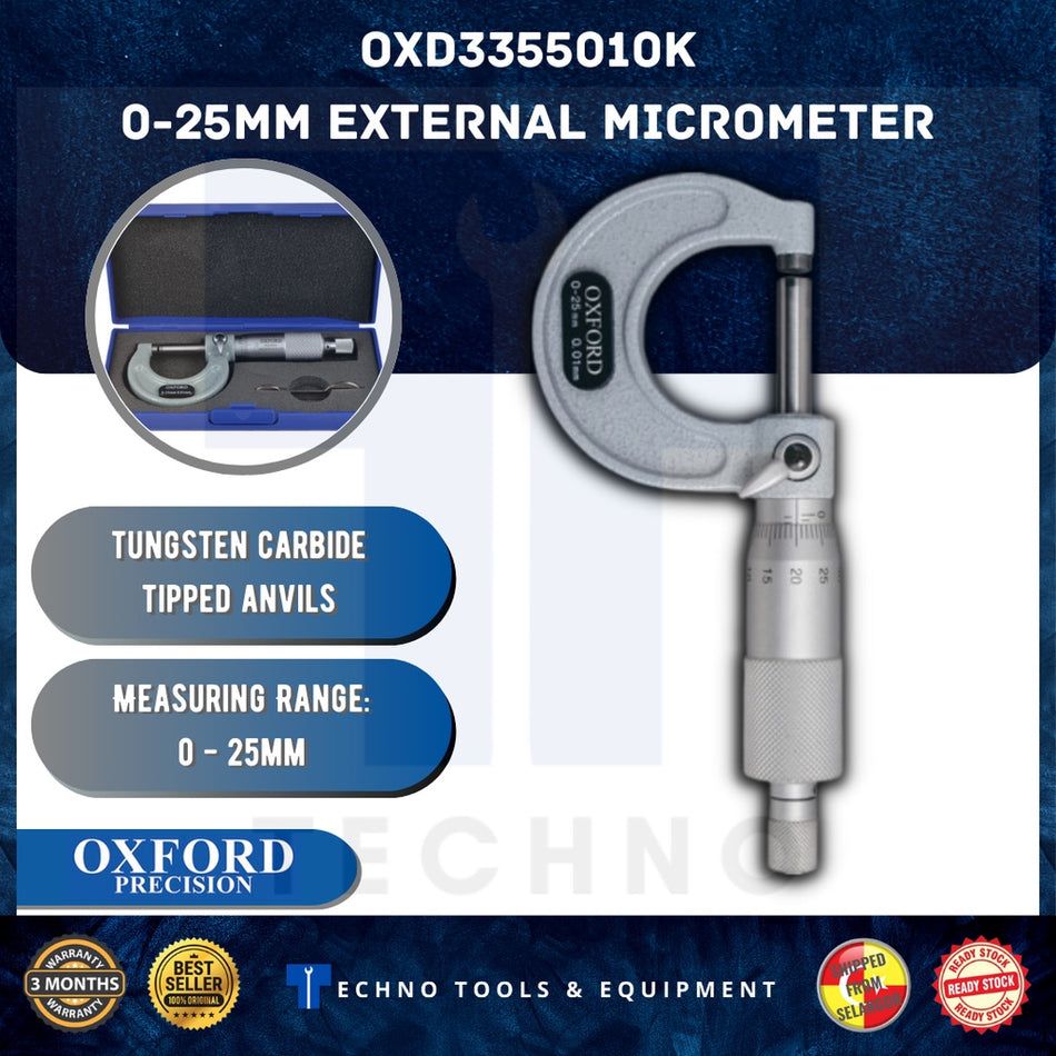OXFORD OXD3355010K 0-25mm EXTERNAL MICROMETER