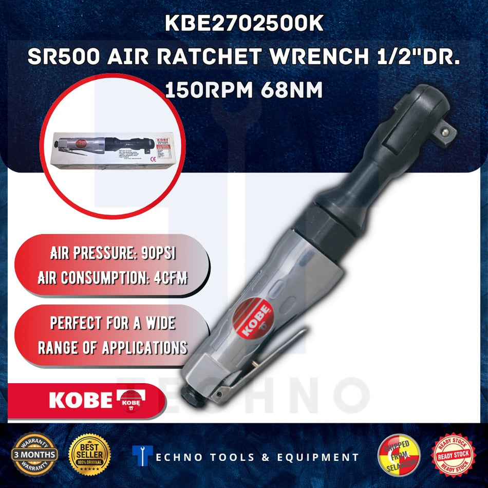 KOBE KBE2702500K SR500 Air Ratchet Wrench 1/2"Dr. 150rpm 68Nm