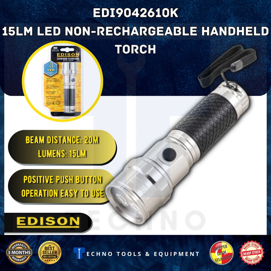 Edison EDI9042610K 15lm LED Non-Rechargeable Handheld Torch