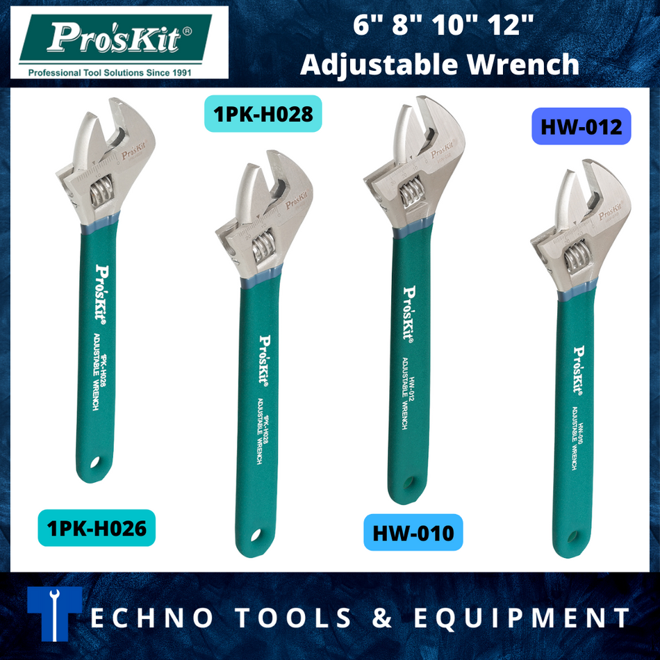 PRO'SKIT 1PK-H026 / 1PK-H028 / HW-010 / HW-012 Adjustable Wrenches