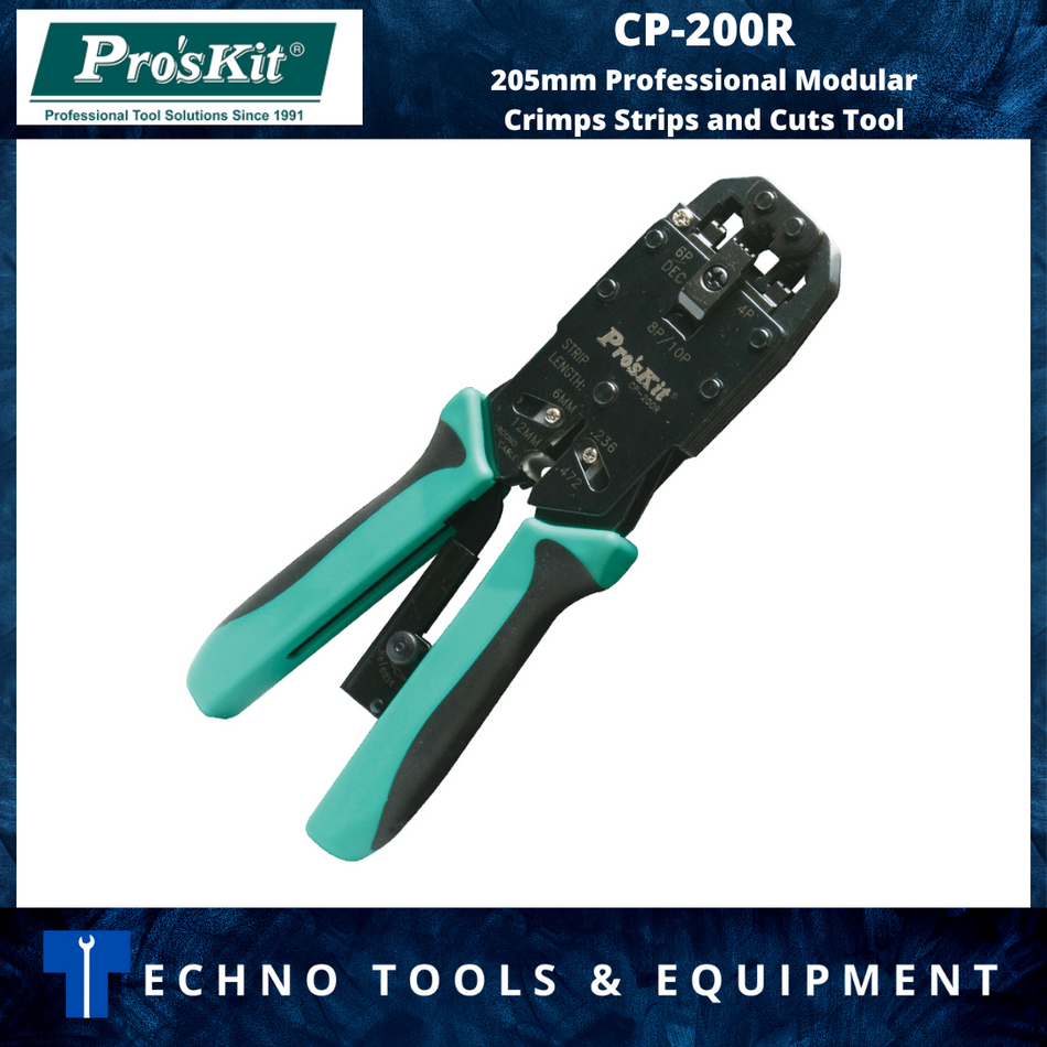 PRO'SKIT CP-200R 205mm Professional Modular Crimps Strips and Cuts Tool