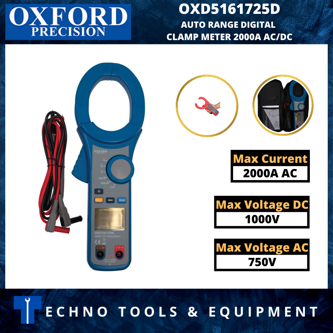 Oxford Oxd5161725d Auto Range Digital Clamp Meter 2000a Ac Dc – Techno 