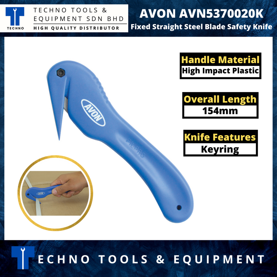 Avon AVN5370020K Fixed Straight Steel Blade Safety Knife