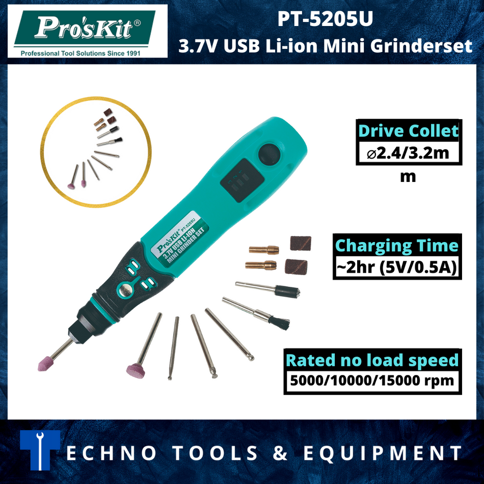 PRO'SKIT PT-5205U 3.7V USB Li-ion Mini Grinder Set