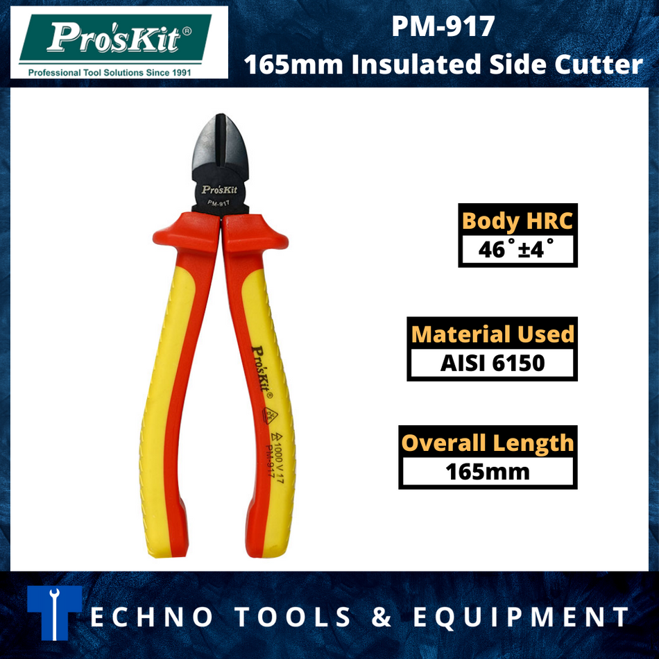 PRO'SKIT PM-917 165mm 1000V VDE Insulated Side Cutter