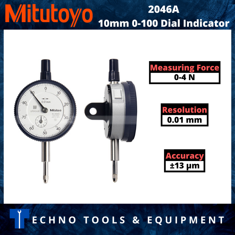 Mitutoyo 10mm 0-100 Dial Indicator M2046A, Made In Japan
