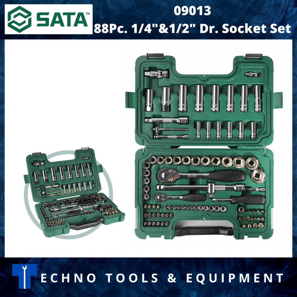 SATA 09013 88pcs 1/4” & 1/2" Dr. Socket Set