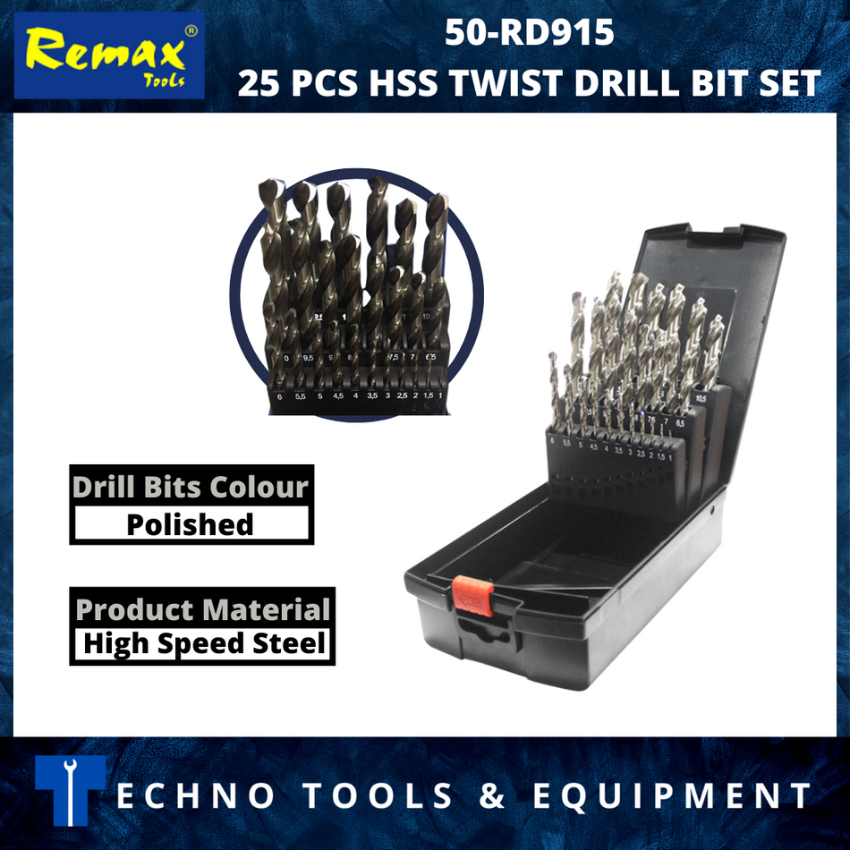 REMAX 50-RD915 25 PCS HSS TWIST DRILL BIT SET