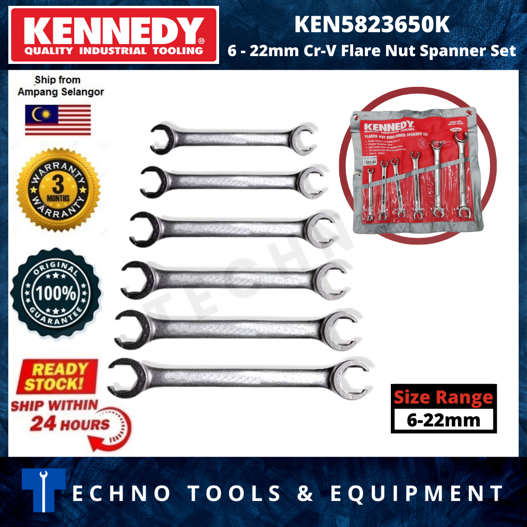 KENNEDY KEN5823650K 622mm FLARE NUT RING SPANNER SET 6PC Techno