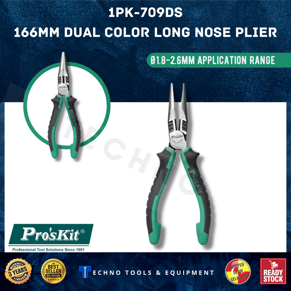 Pro'sKit 1PK-709DS Dual Color Long Nose Plier(165mm)