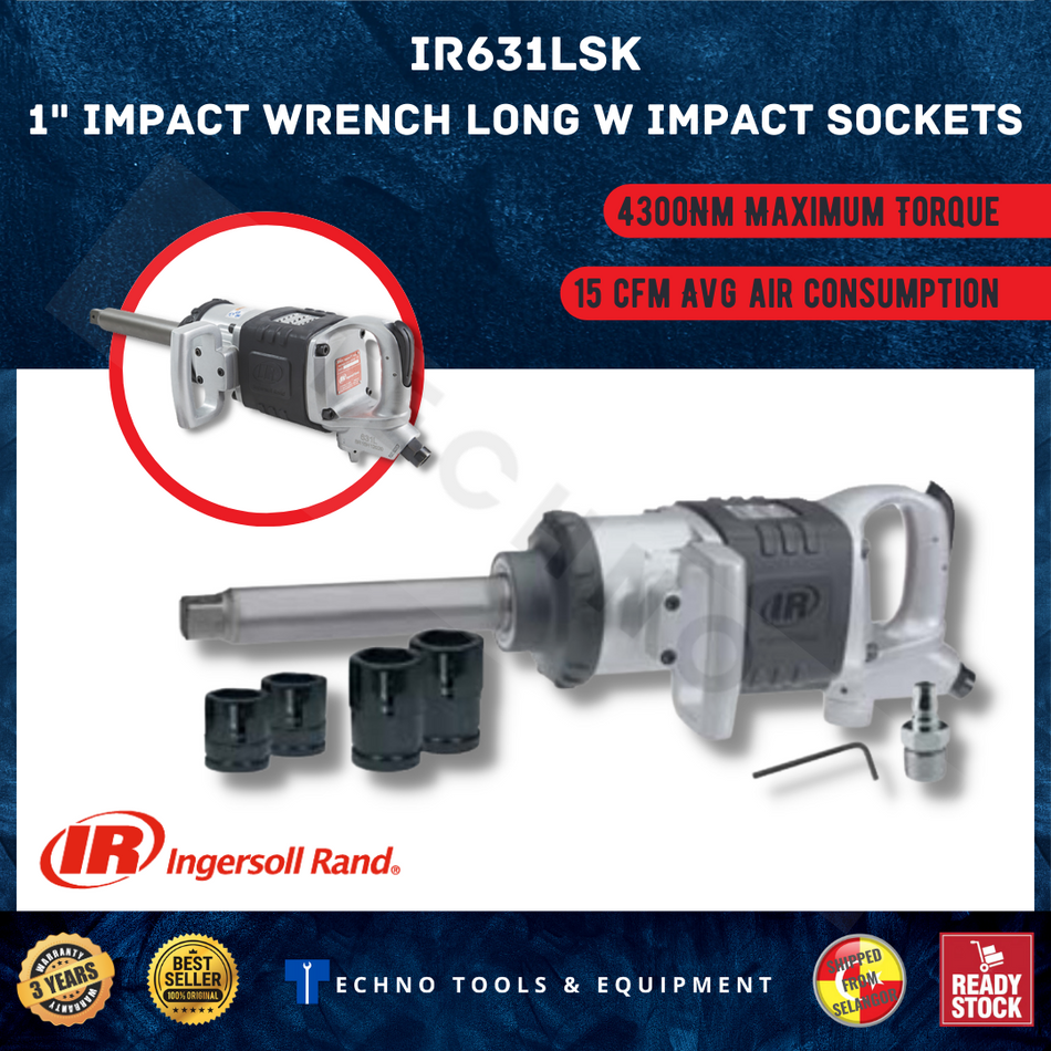 INGERSOLL-RAND IR631LSK Air Impact Wrench, 1" Square Drive Max Torque 4,300nm