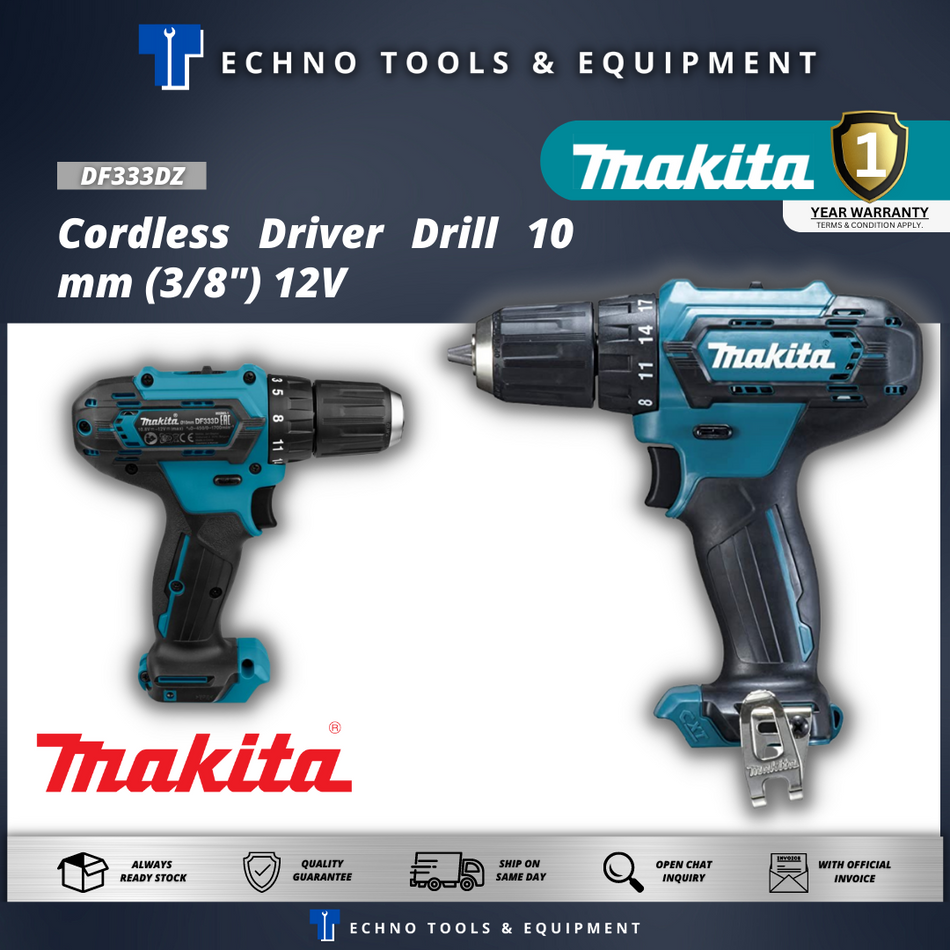 MAKITA DF333DZ Cordless Driver Drill 10 mm (3/8") 12V - 1 Year Warranty