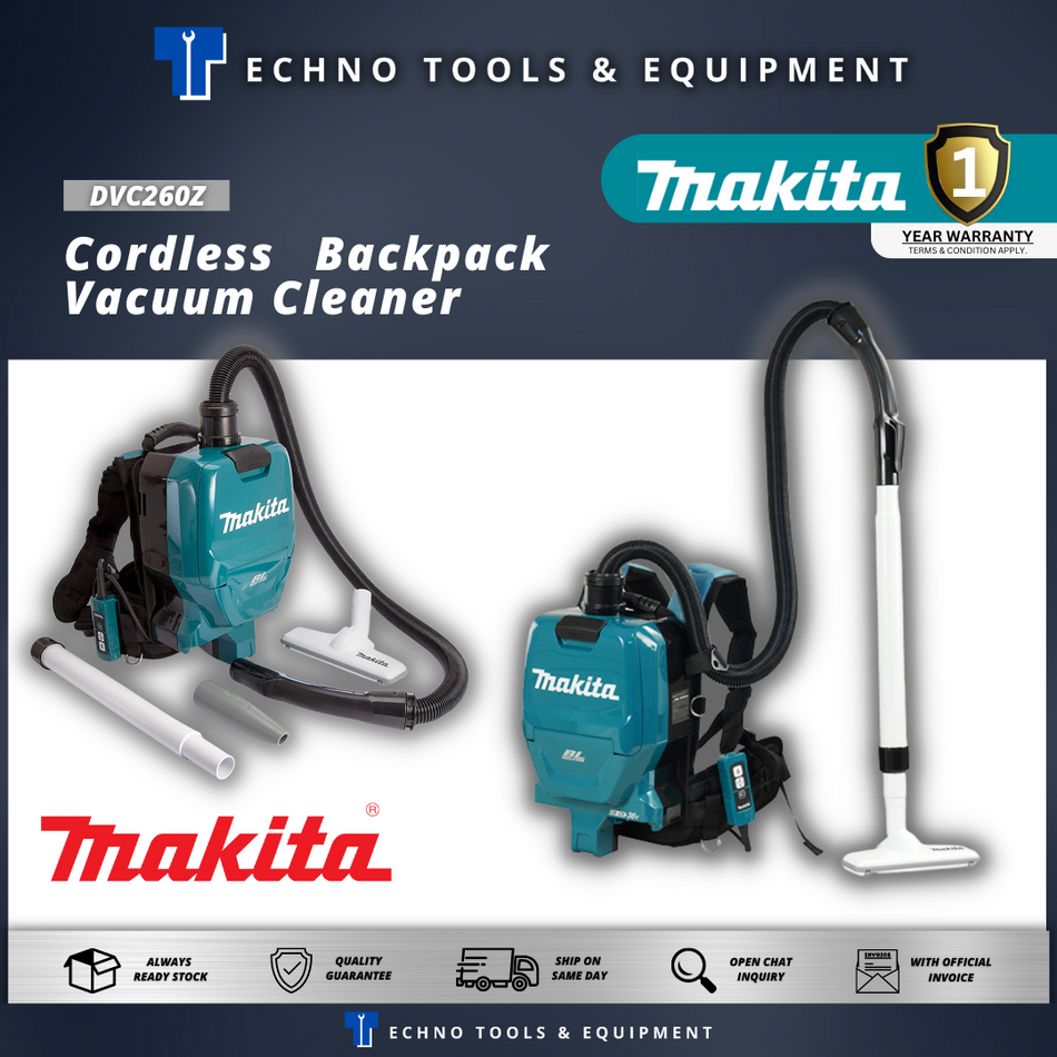 MAKITA DVC260Z Cordless Backpack Vacuum Cleaner - 1 Year Warranty