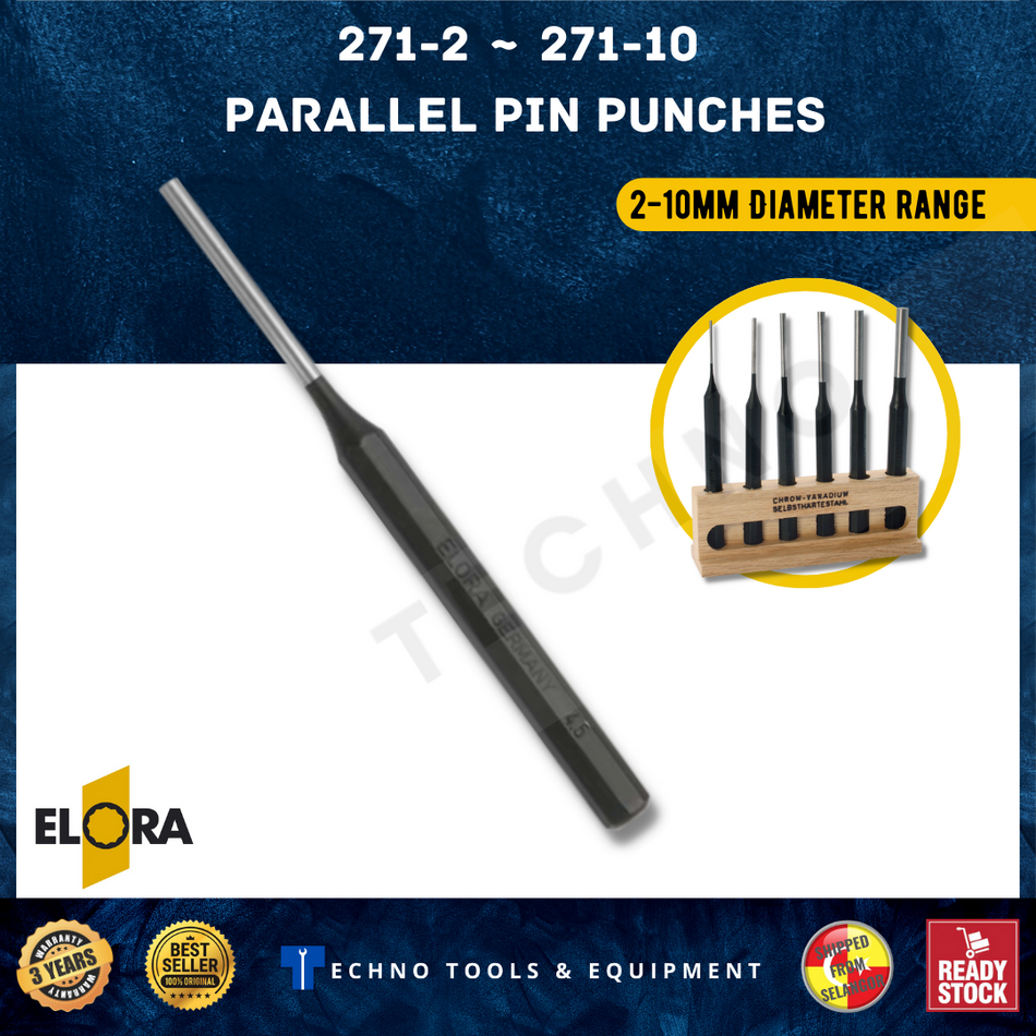 Elora 271-2 to 271-10 Parallel Pin Punch 2-10mm Diameter