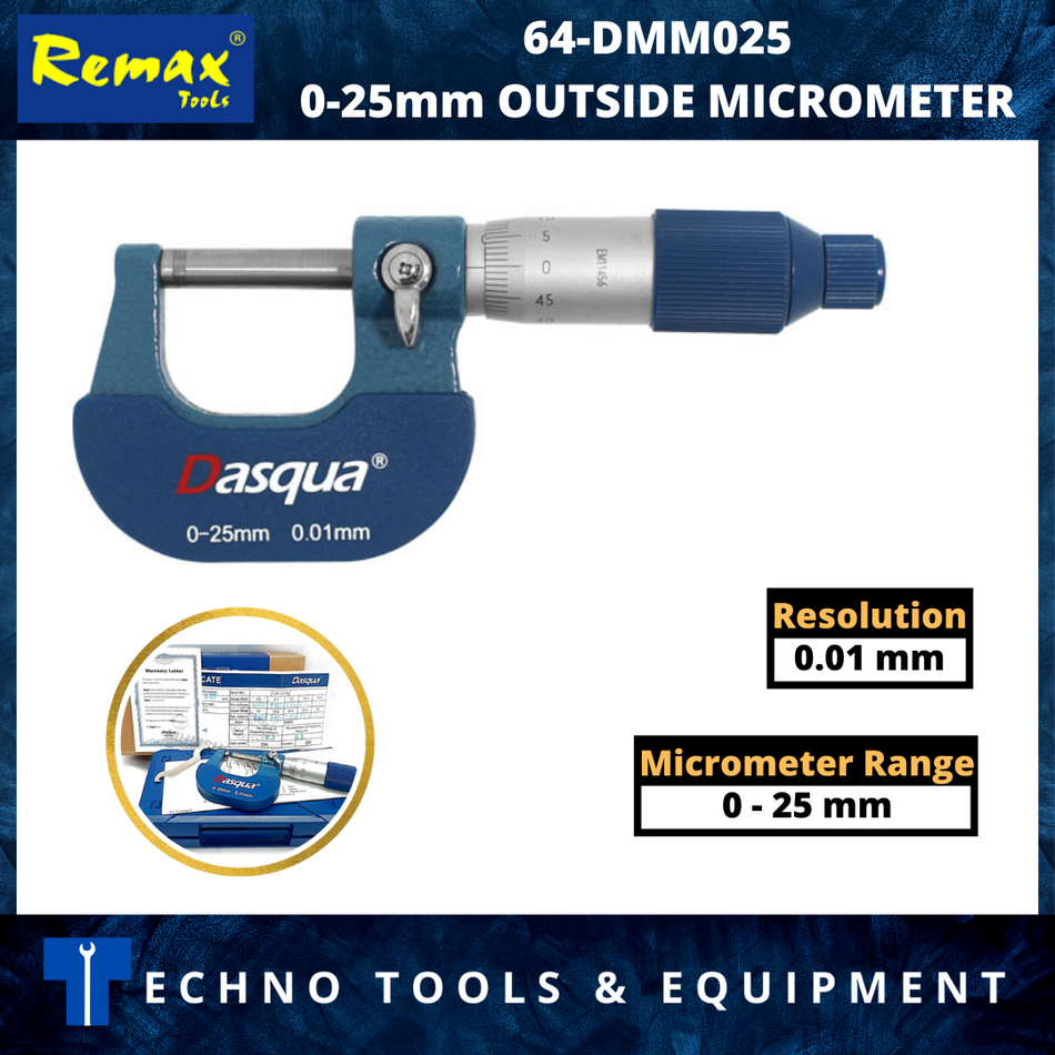 REMAX DASQUA 64-DMM025 0-25mm OUTSIDE MICROMETER