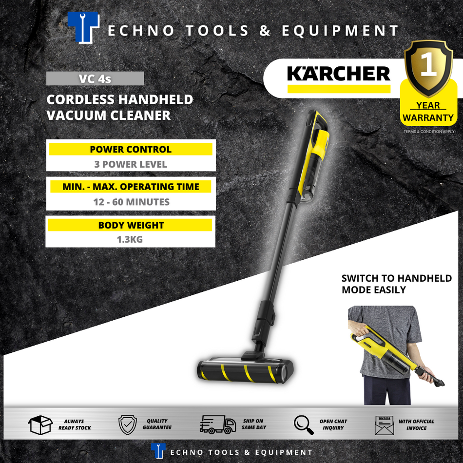 KARCHER VC 4s CORDLESS HANDHELD VACUUM CLEANER, BATTERY POWERED PORTABLE VACUUM , VC4S