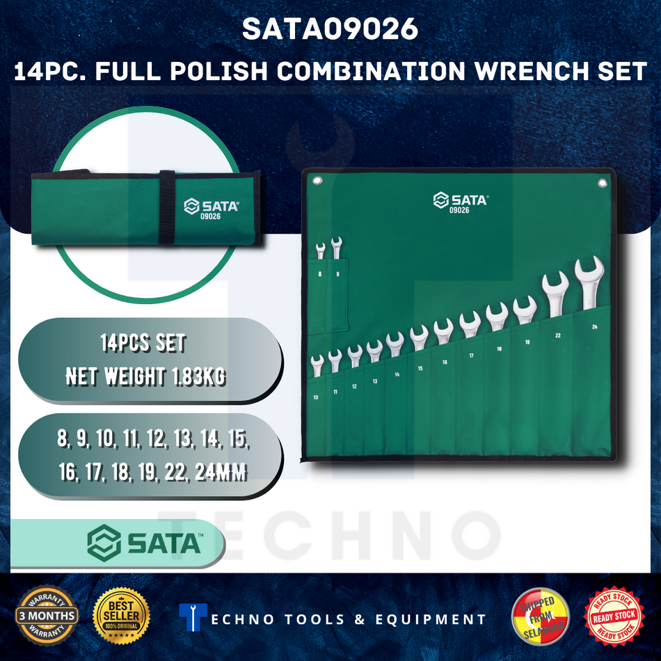 SATA 09026 8-24mm Combination Wrench Set 14PCE 3kg