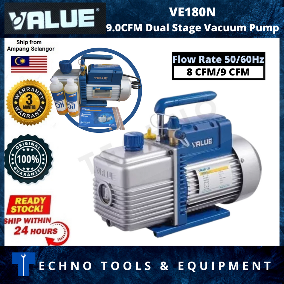 VALUE VE180N 3/4 HP 9.0CFM Single Stage Vacuum Pump