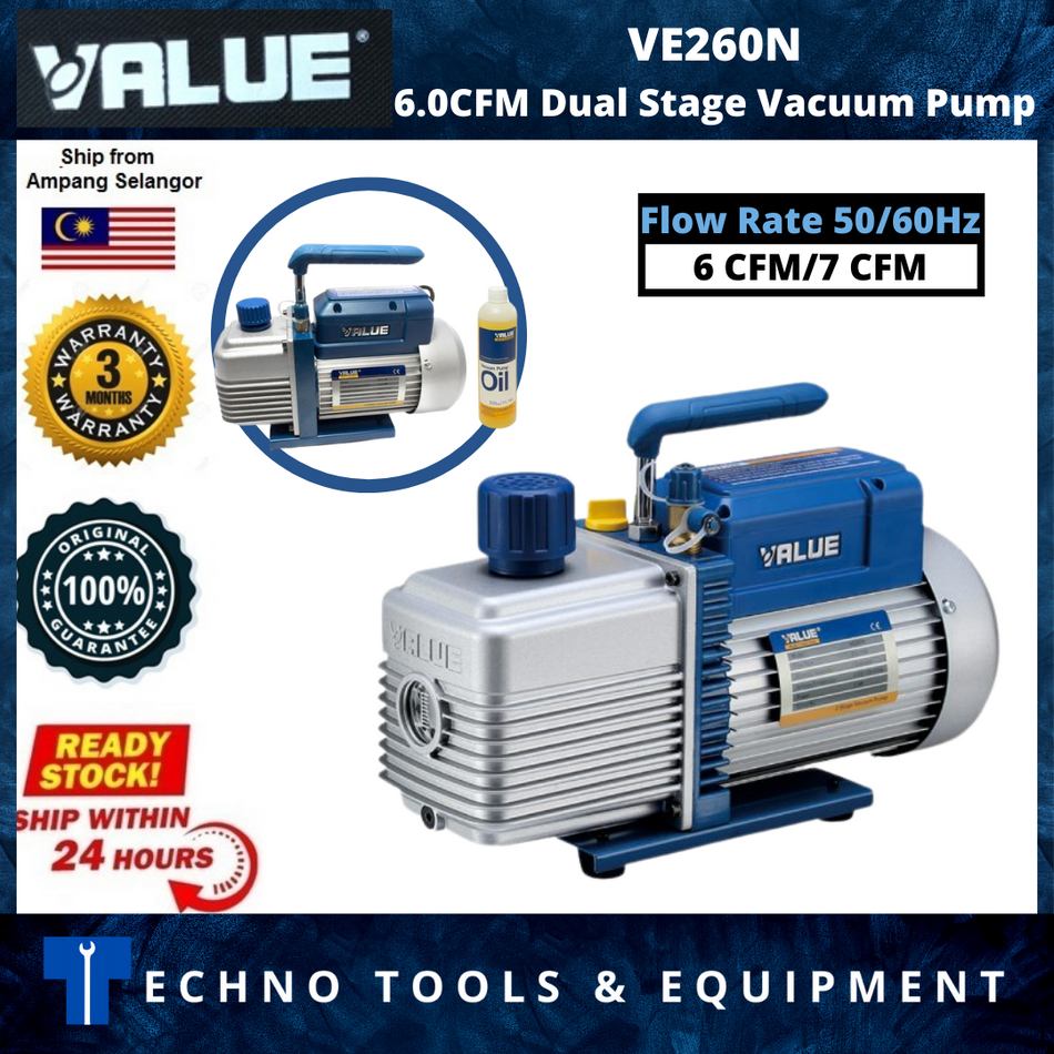 VALUE VE260N Dual Stage Vacuum Pump 6.0CFM