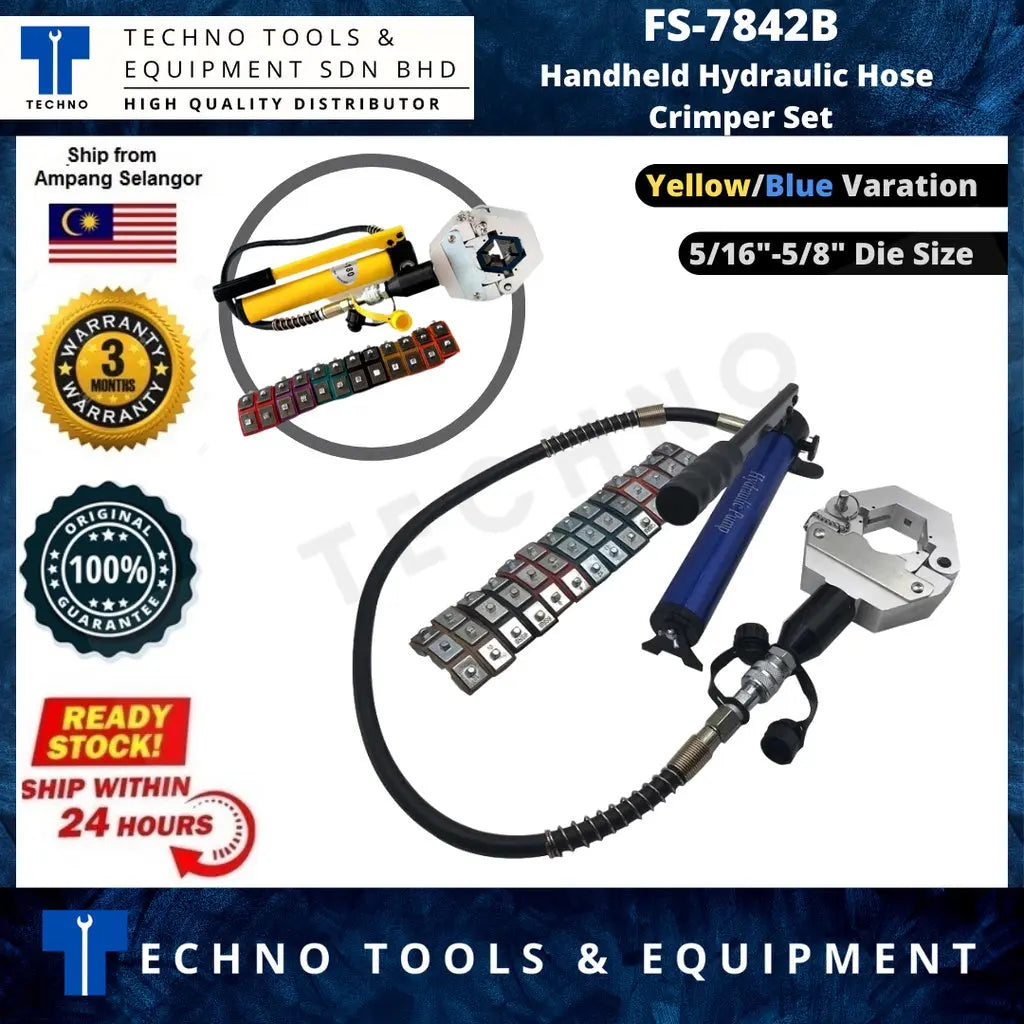 Hydraulic Hose Crimper Tool With 7 Dies - A/C & Hose Repair Kit