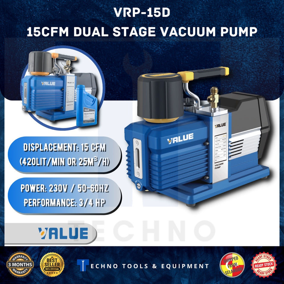 NAVTEK by VALUE Performance Dual Stage Industrial Vacuum Pump VRP-15D (15CFM) [100% NEW&ORIGINAL]