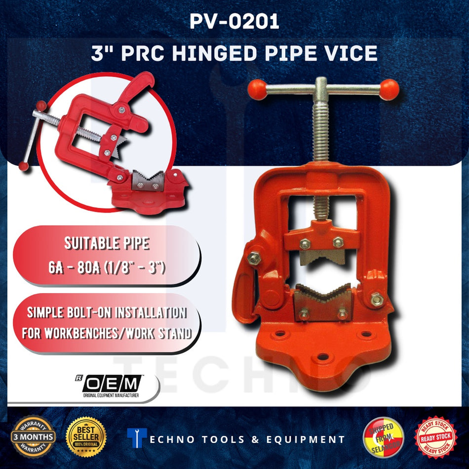 READY STOCK!! 3" PV-0201 / 4" PV-0202 PRC HINGED PIPE VICE VICES VISE VISES PVC CLAMP CLAMPING HOLDING