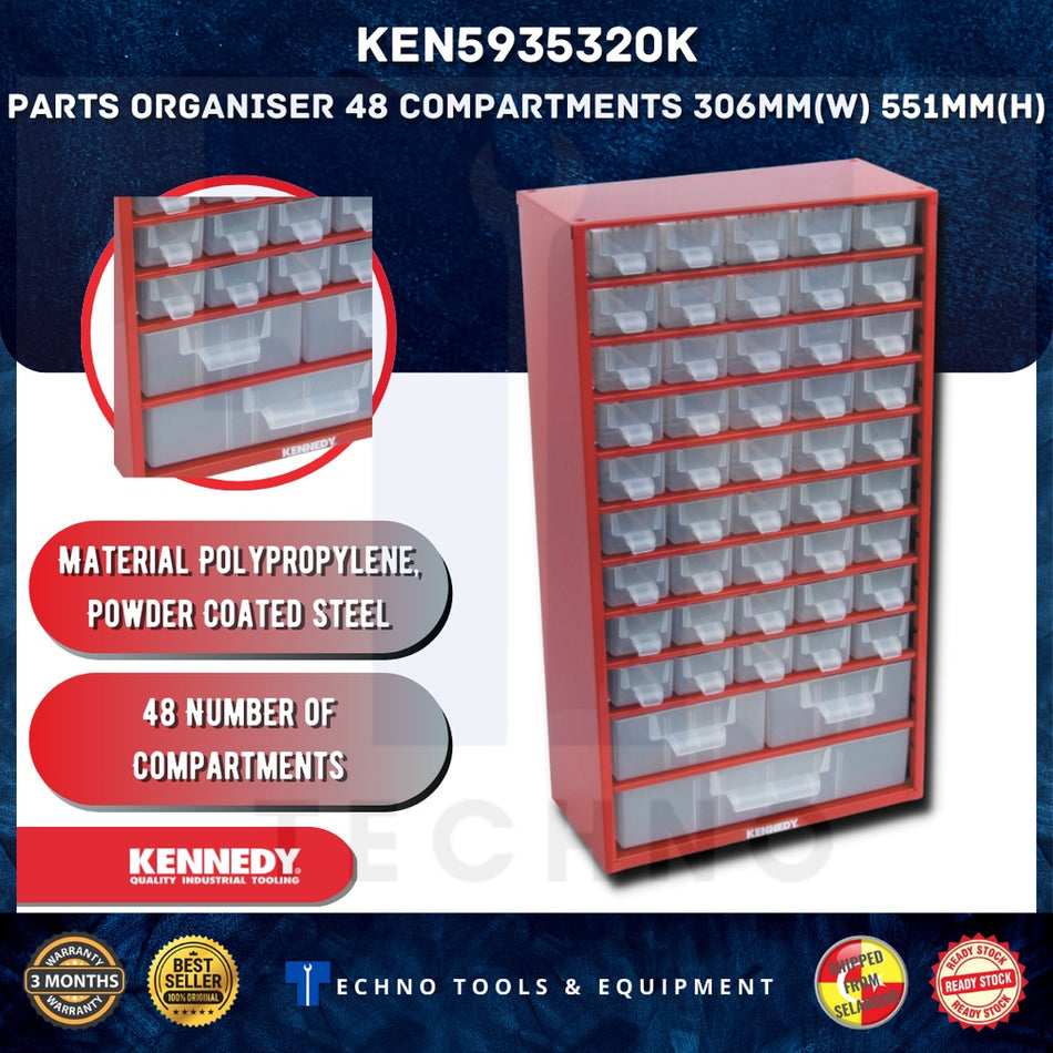 Kennedy KEN5935320K Parts Organiser, 48 Compartments, 306mm (W), 551mm (H)