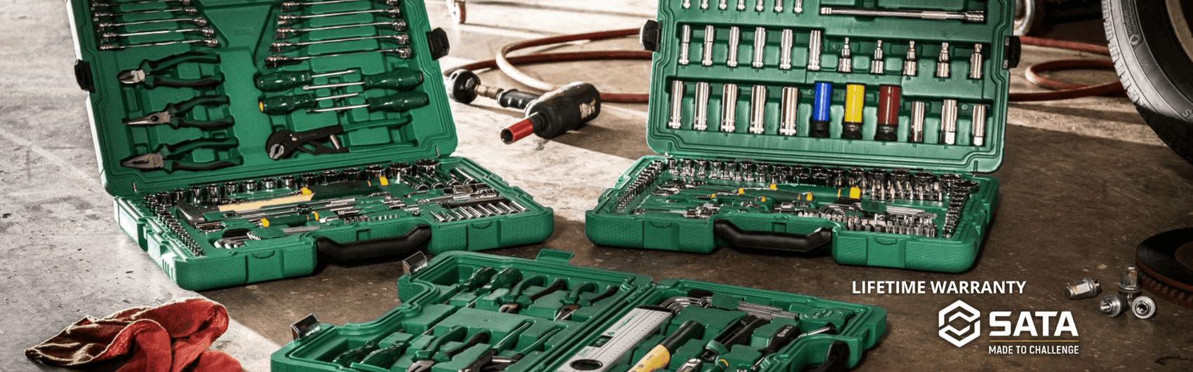 SATA Lifetime warranty banner , Contact Techno Tools & Equipment Sdn Bhd for warranty.