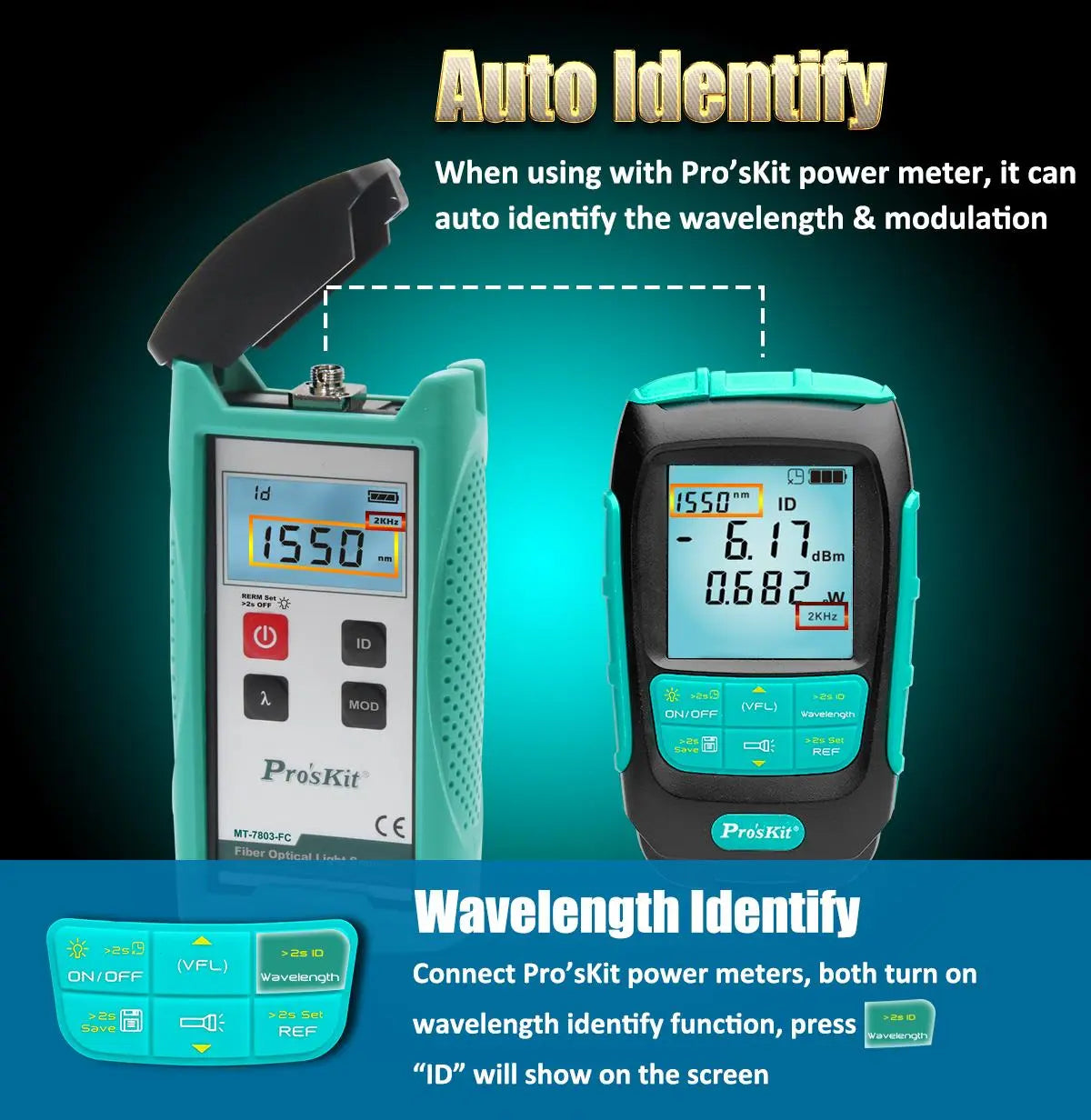 PRO'SKIT MT-7617 Mini Palm 2 in 1 fiber Optical Power Meter LED Flashlight (No Laser) | 3 Months Warranty PRO'SKIT