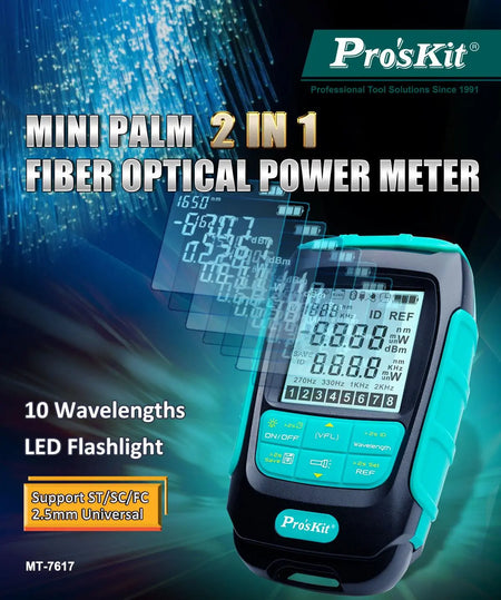 PRO'SKIT MT-7617 Mini Palm 2 in 1 fiber Optical Power Meter LED Flashlight (No Laser) | 3 Months Warranty PRO'SKIT