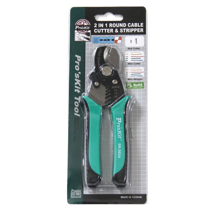 PRO'SKIT SR-363A 2 in 1 Round Cable Cutter &Stripper (168mm) - Techno ...