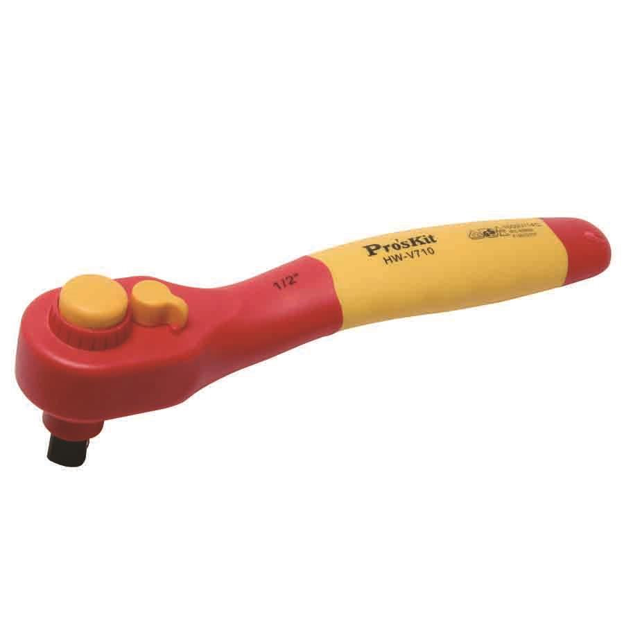 PRO'SKIT HW-V710 VDE 1000V Insulated 1/2" Drive Reverse Flat Ratchet Handle 250mm