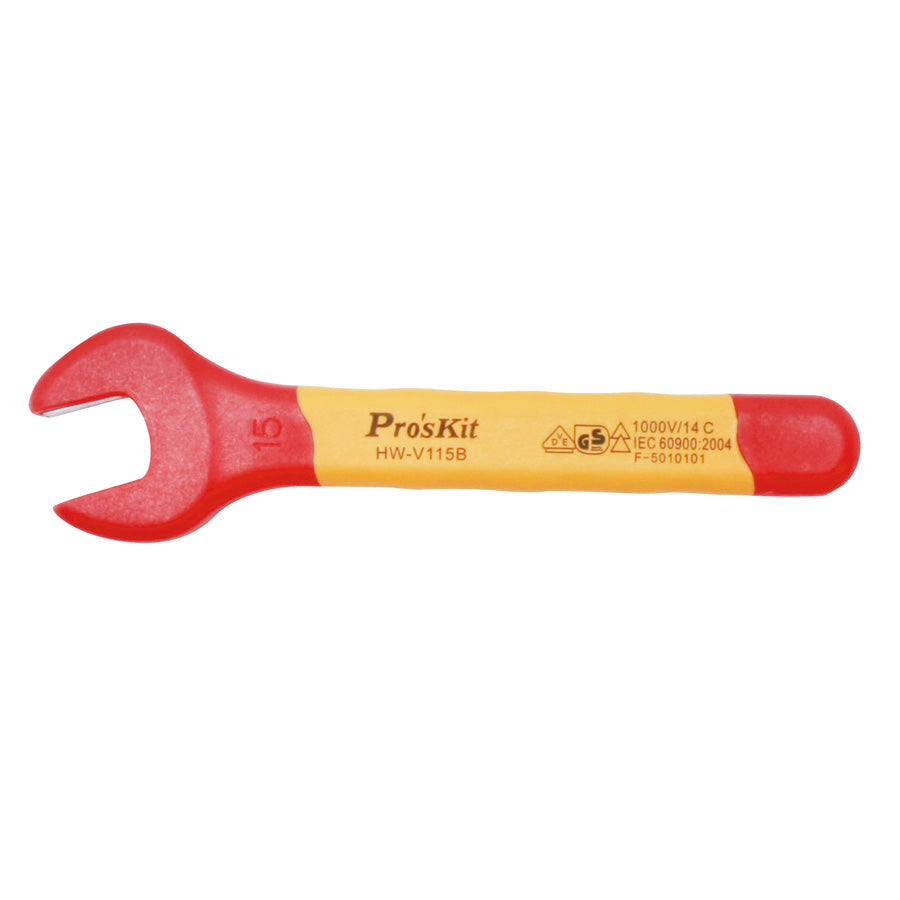 PRO'SKIT HW-V115B VDE 1000V Insulated SingleOpen End Wrench 15mm