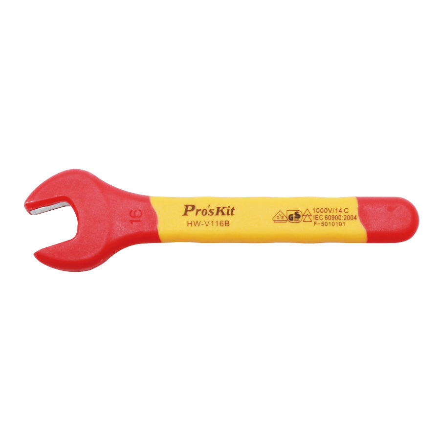 PRO'SKIT HW-V116B VDE 1000V Insulated SingleOpen End Wrench 16mm