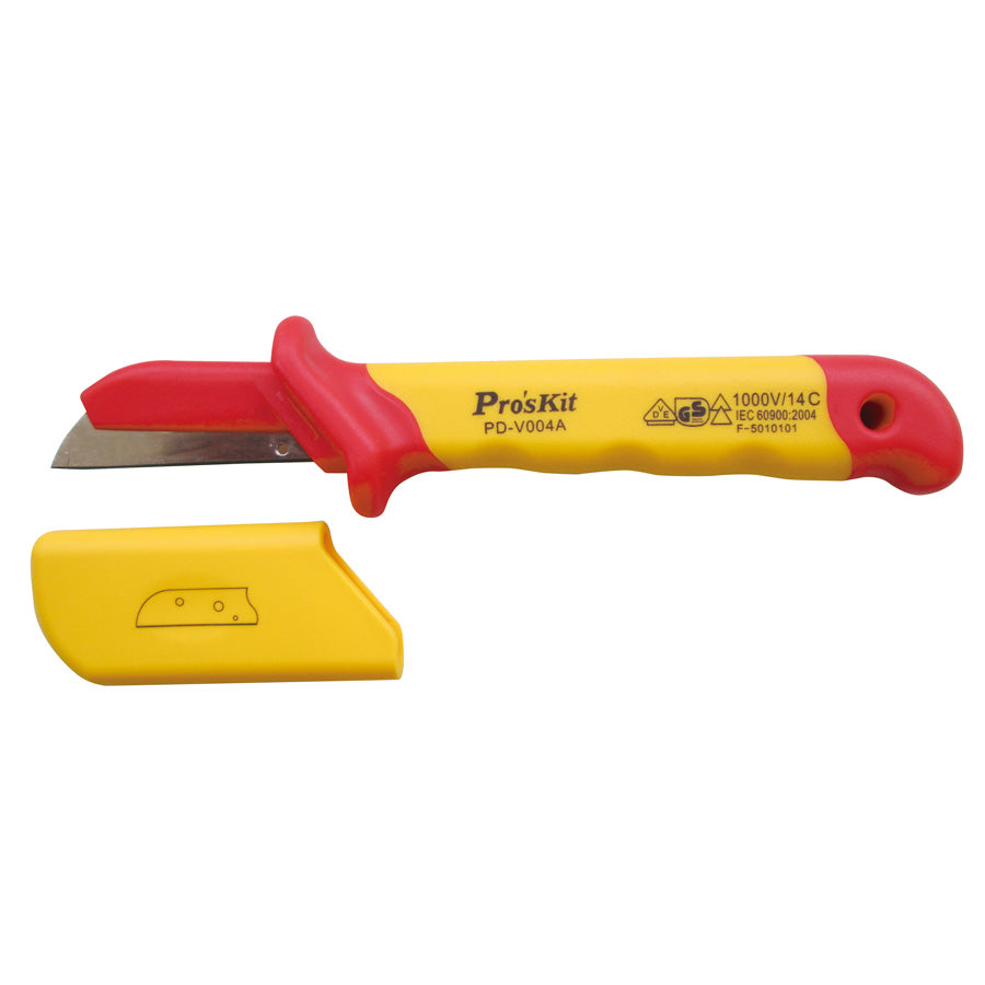 PRO'SKIT PD-V004A VDE 1000V Insulated StraightBlade Cable Knife With Protective Cap 54*185mm