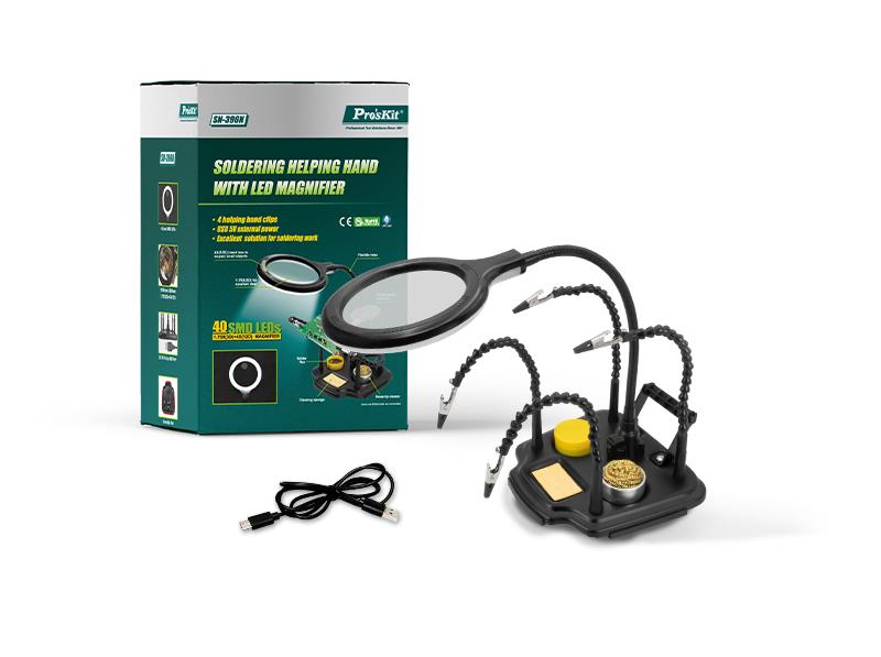 PRO'SKIT SN-396N Soldering Helping Hand with LED Magnifier