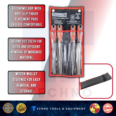 Kennedy Engineers File Set with Handles From 6in to 10in, 4 piece KENNEDY