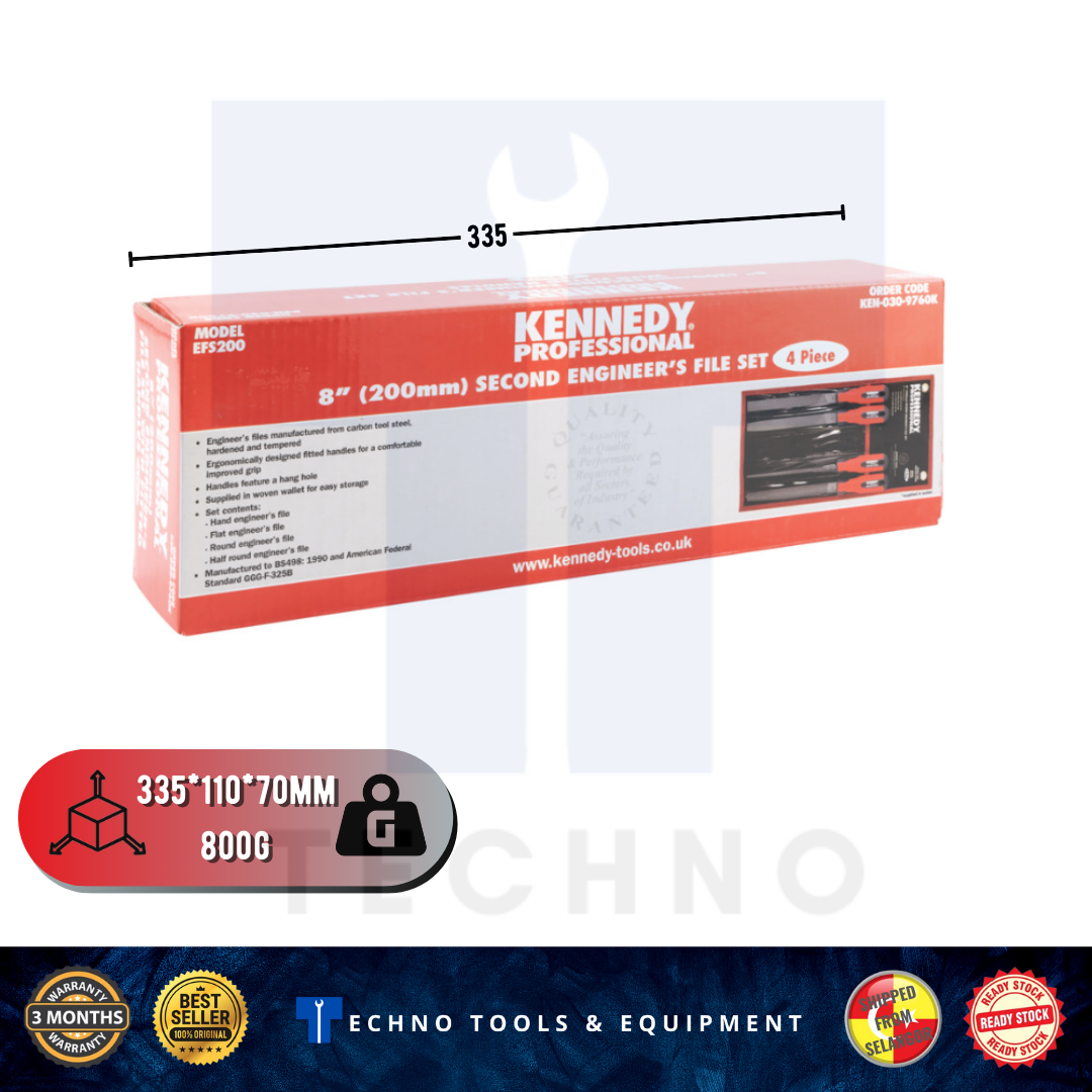 Kennedy Engineers File Set with Handles From 6in to 10in, 4 piece KENNEDY