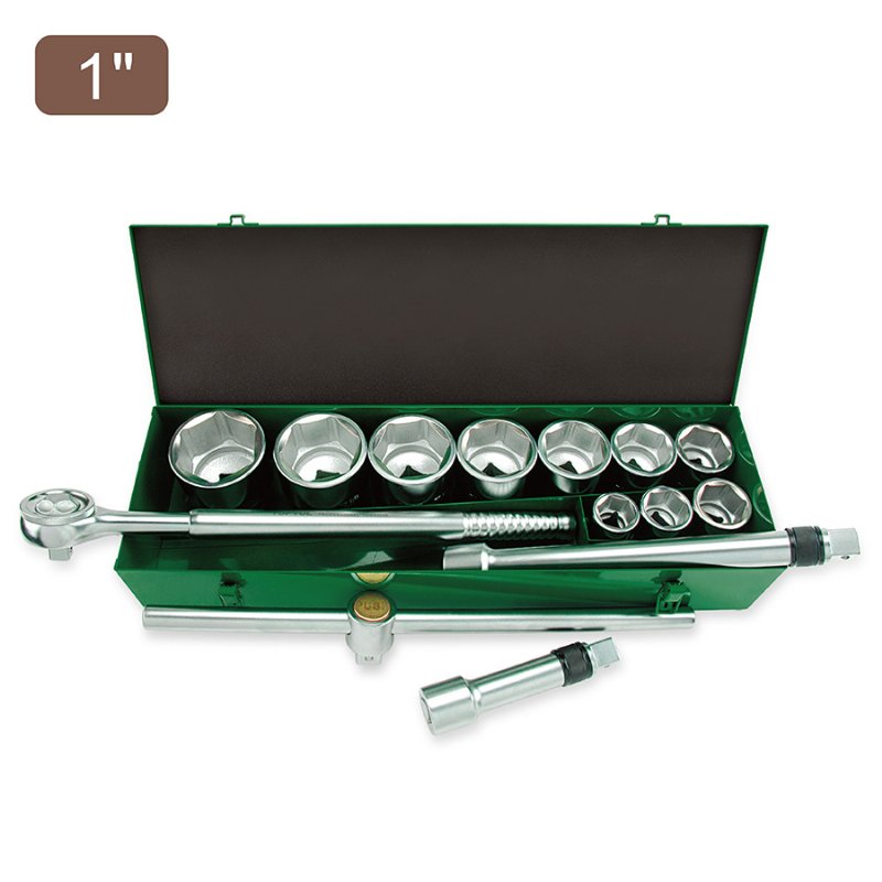 TOPTUL 14PCS PROFESSIONAL GRADE 1" DR. 6PT FLANK SOCKET SET GCAD1403 TOPTUL