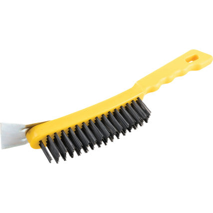 COSTWOLD 4-ROW PLASTIC HANDLE WIRE BRUSHC/W SCRAPER (COT9066450K)