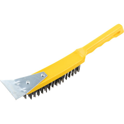 COSTWOLD 4-ROW PLASTIC HANDLE WIRE BRUSHC/W SCRAPER (COT9066450K) COSTWOLD