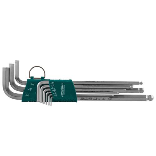 JONNESWAY 9 PCS Anti-slip Extra Long Arm Ball Point Hex Key Set (MM) H06SA109S