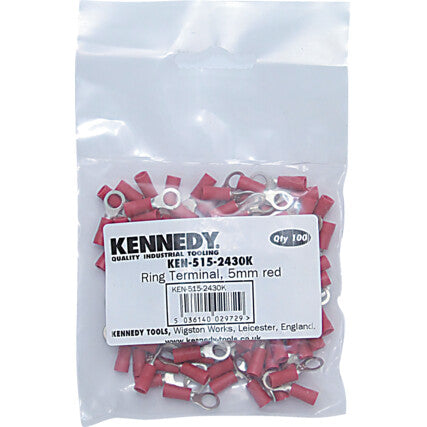 4.00mm RING TERMINAL (PK-100) RED