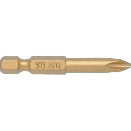 No.2 CR/PT TiN COATED S/DRIVER BIT 1/4" DIR. DR.